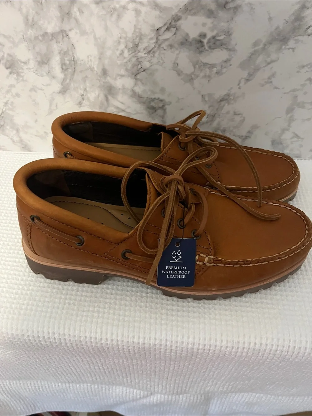 Men's Premium Waterproof Leather Boat Shoes in Brown